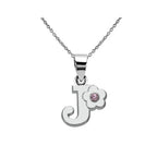 Collier avec pendentif initiale et fleur j