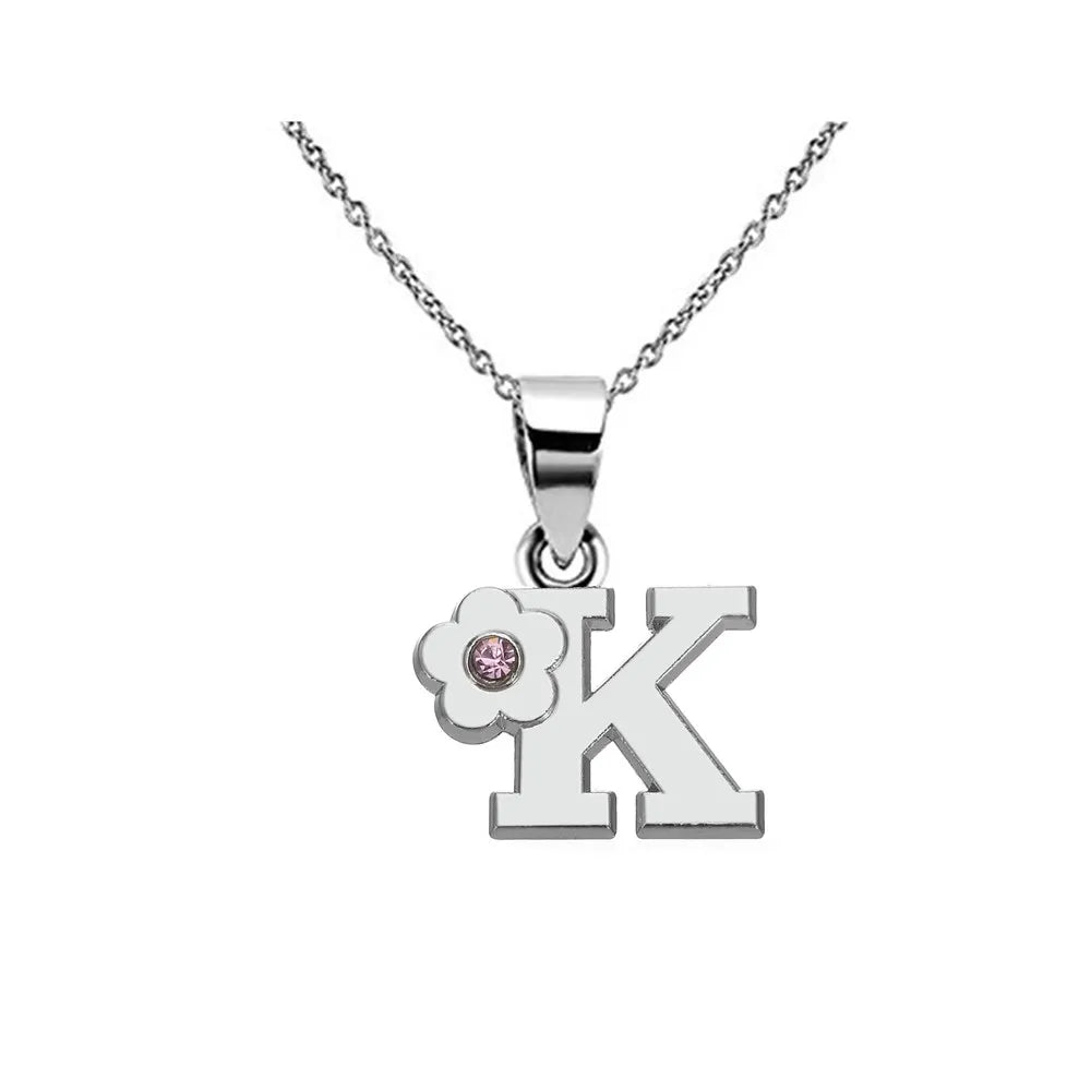 Collier avec pendentif initiale et fleur k