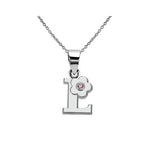 Collier avec pendentif initiale et fleur l