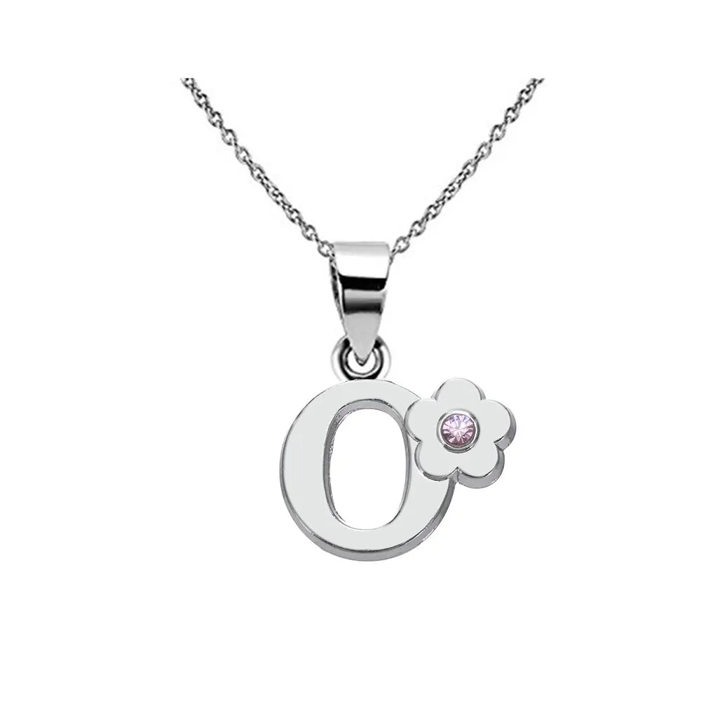 Collier avec pendentif initiale et fleur o