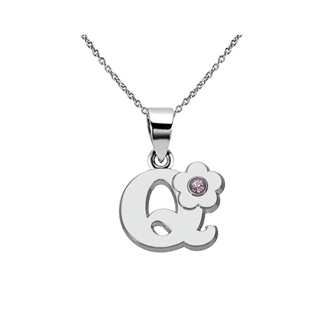 Collier avec pendentif initiale et fleur q
