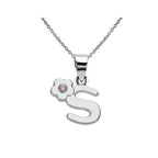 Collier avec pendentif initiale et fleur s