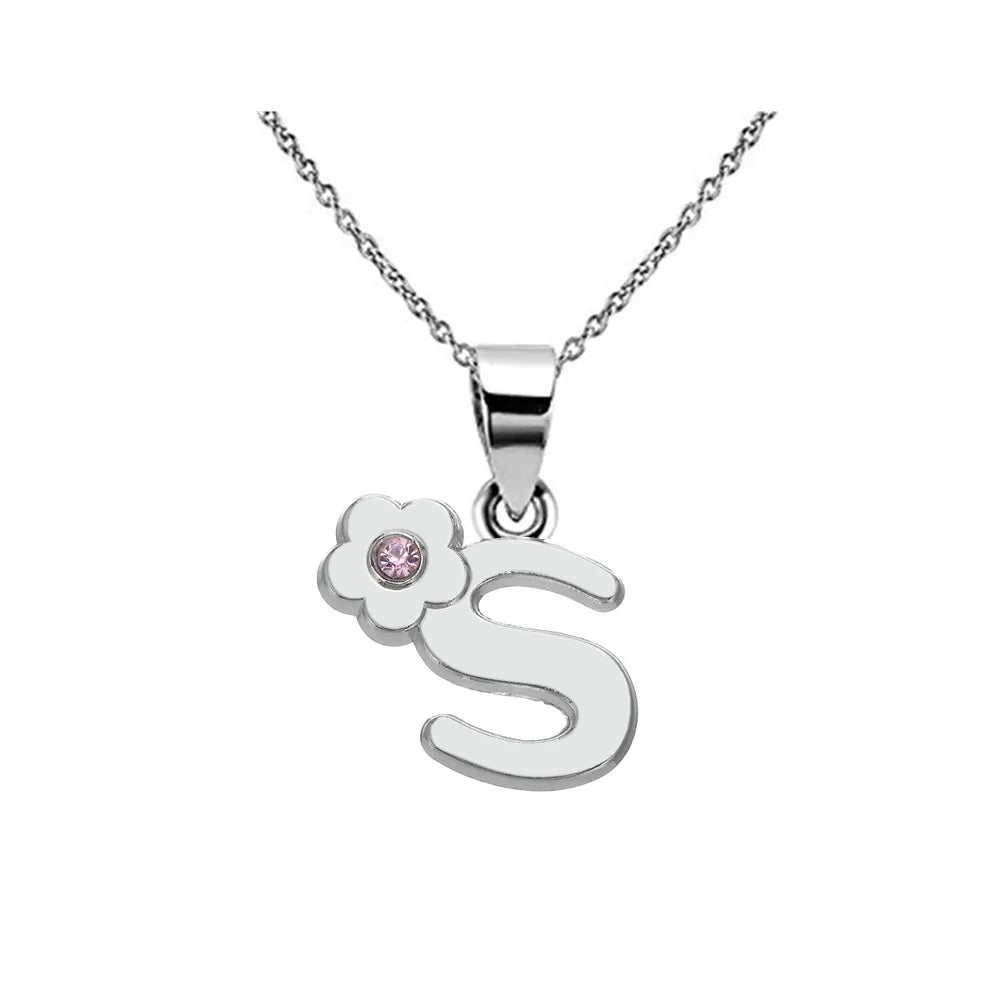 Collier avec pendentif initiale et fleur s