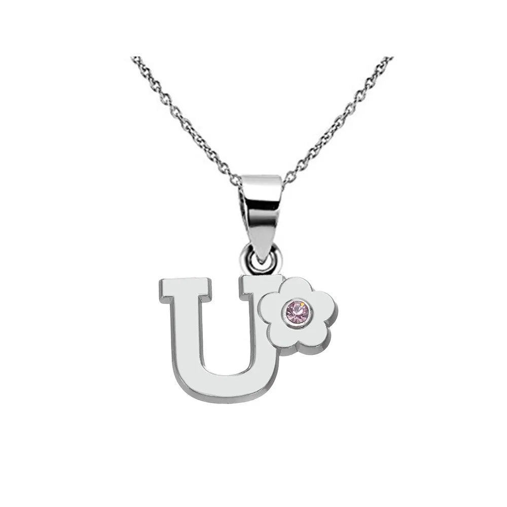 Collier avec pendentif initiale et fleur u