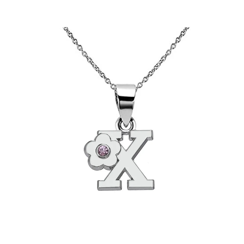 Collier avec pendentif initiale et fleur x