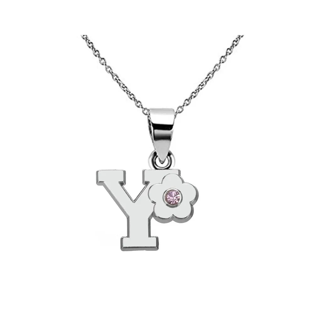 Collier avec pendentif initiale et fleur y
