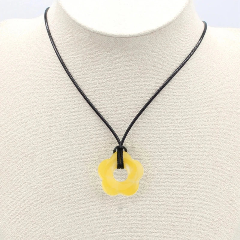 Necklace with Romantic Style Flower Pendant yellow