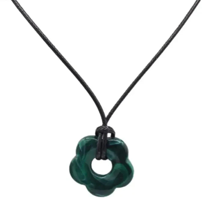 Necklace with Romantic Style Flower Pendant dark green