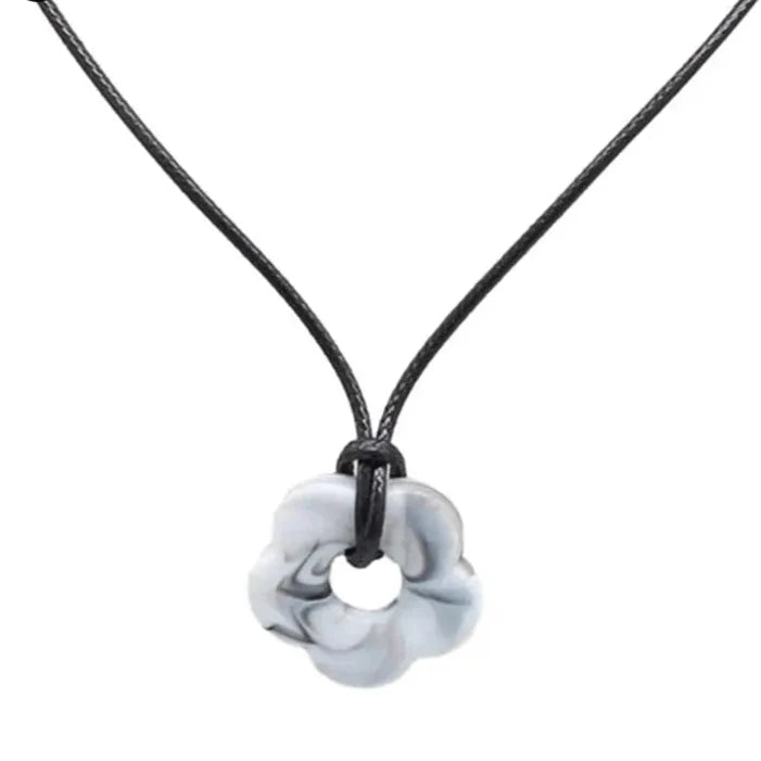 Necklace with Romantic Style Flower Pendant gray