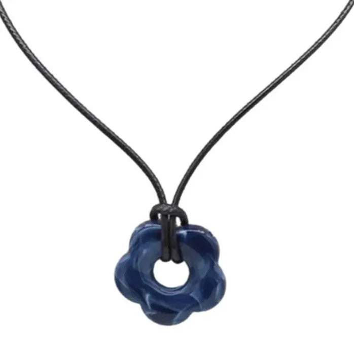 Necklace with Romantic Style Flower Pendant dark gray