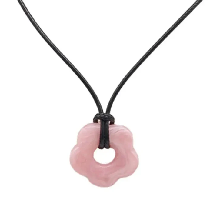 Necklace with Romantic Style Flower Pendant pink