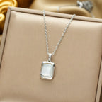 Necklace with Geometric Pendant with Moonstone Zircon Silver