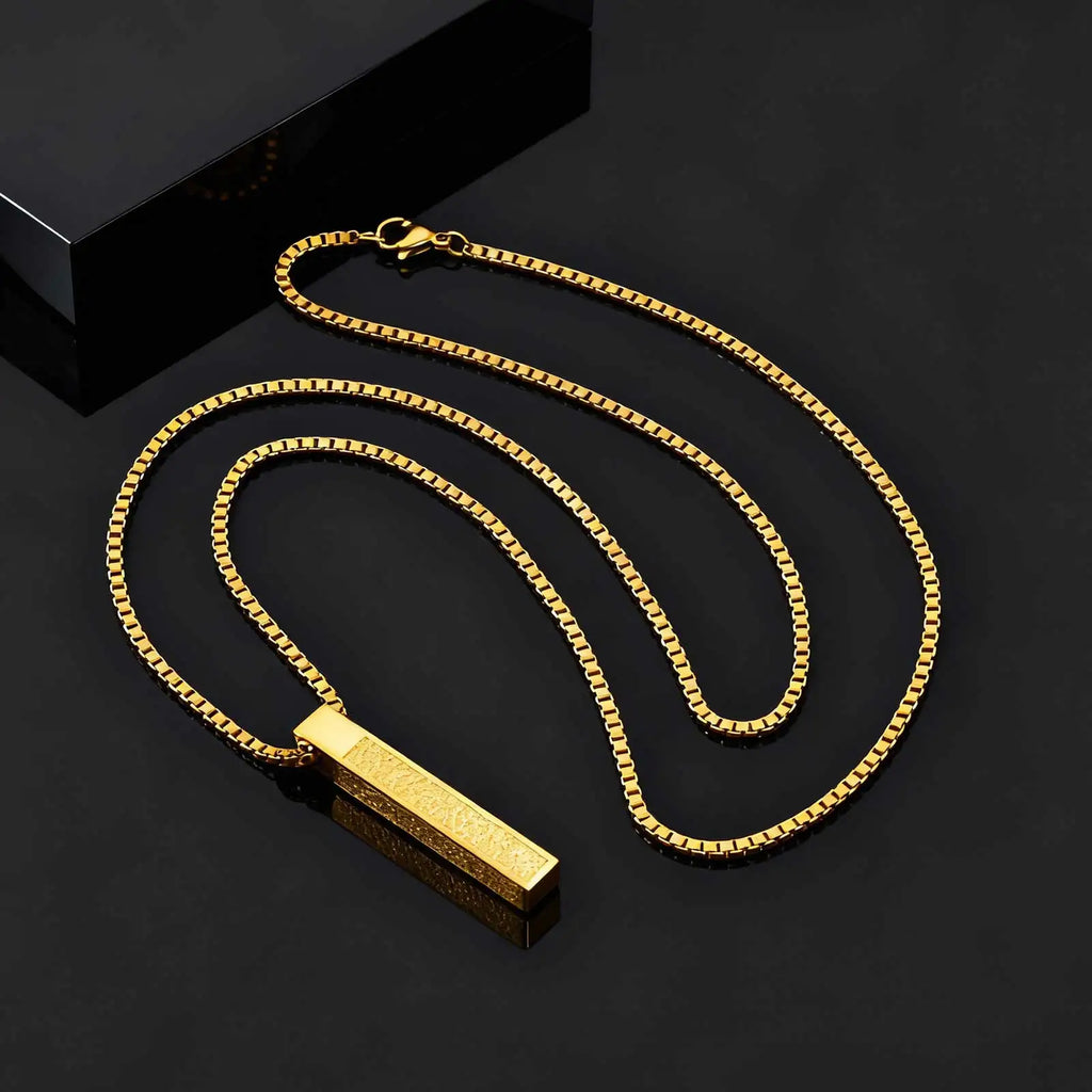 Collier avec pendentif géométrique Ayatul Kursi arabe