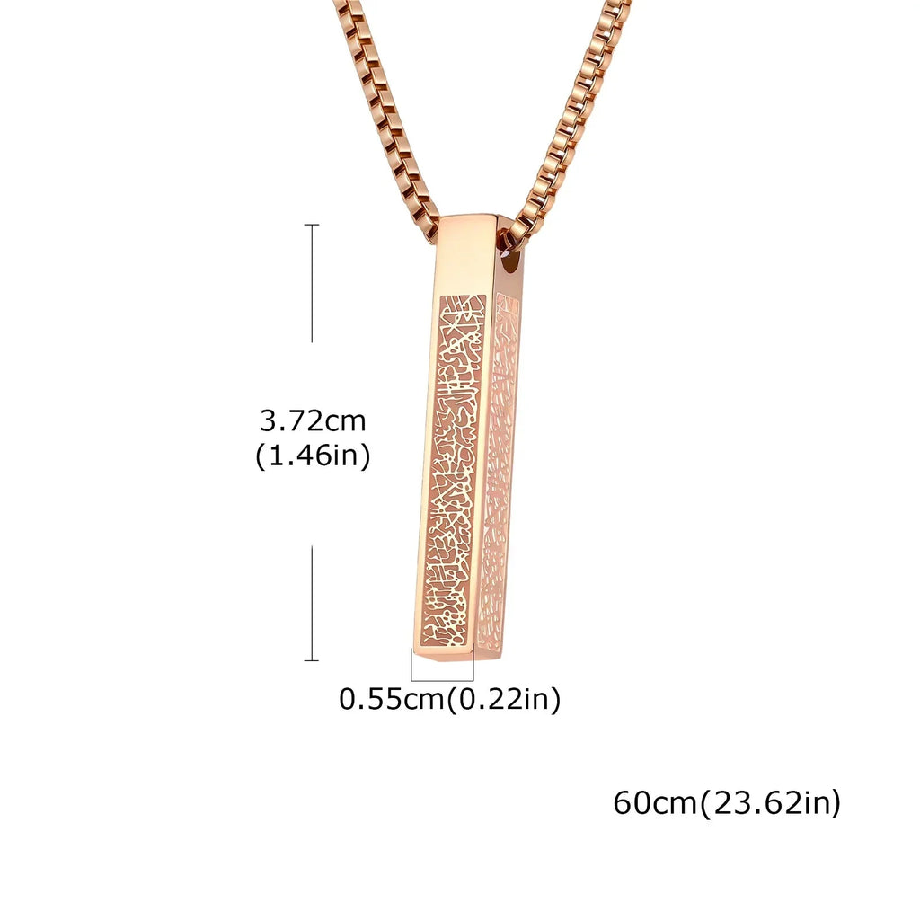 Collier avec pendentif géométrique Ayatul Kursi arabe or rose