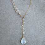 Necklace with Water Drop Pendant in Crystal Moonstone