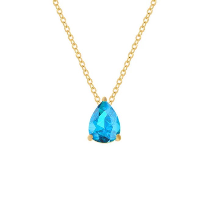 Necklace with Water Drop Pendant in Zircon Birthstone