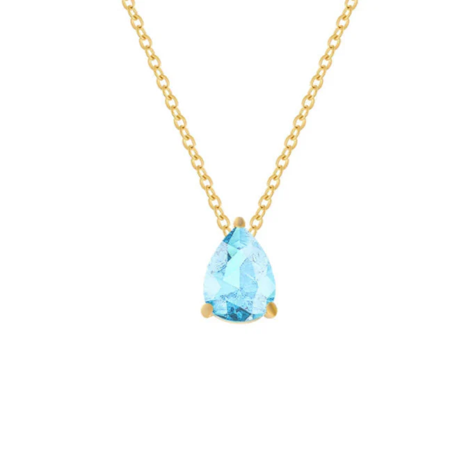 Necklace with Water Drop Pendant in Zircon Birthstone