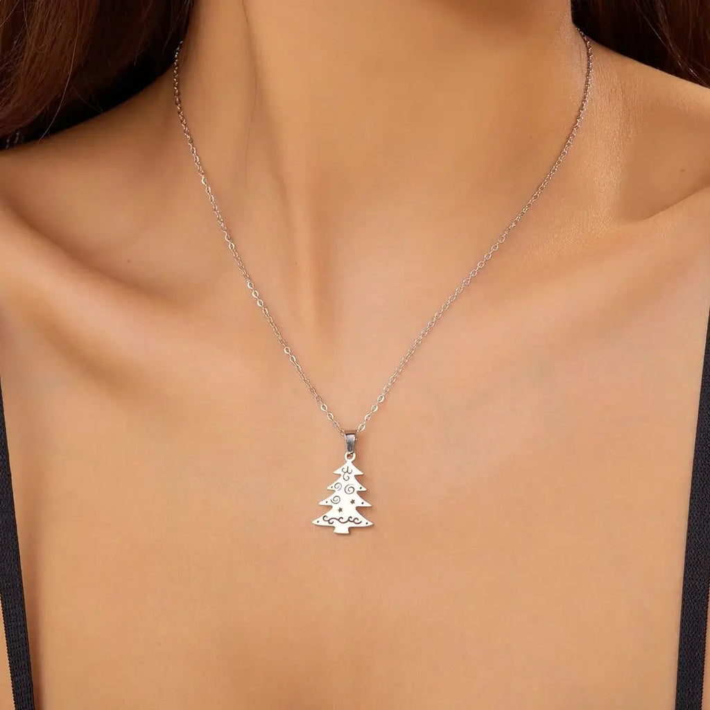 Collier avec Pendentif Hivernal sapin argent