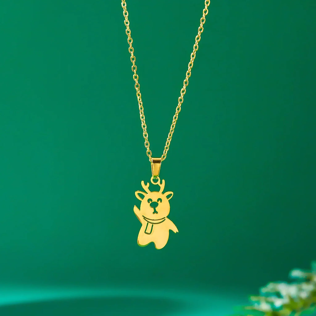 Collier avec Pendentif Hivernal bonhomme de neige or