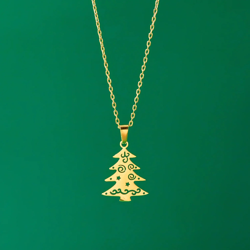 Collier avec Pendentif Hivernal sapin or