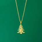 Collier avec Pendentif Hivernal sapin or