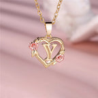 Collier avec pendentif initiale coeur et fleurs y
