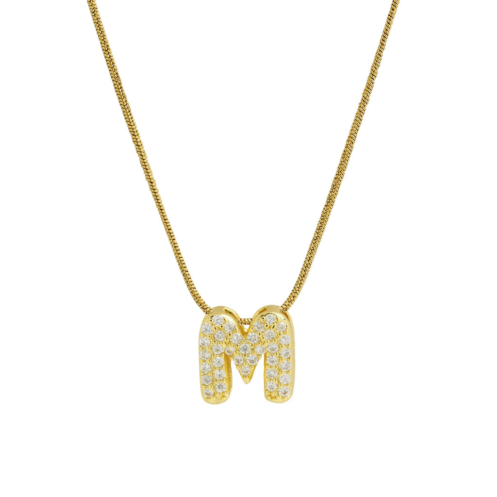 Collier avec pendentif initiale en strass m