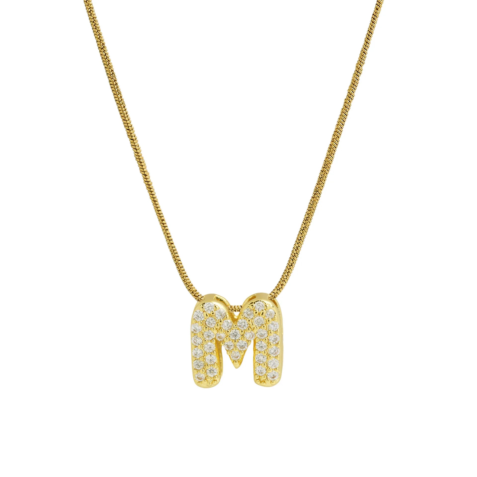Collier avec pendentif initiale en strass m