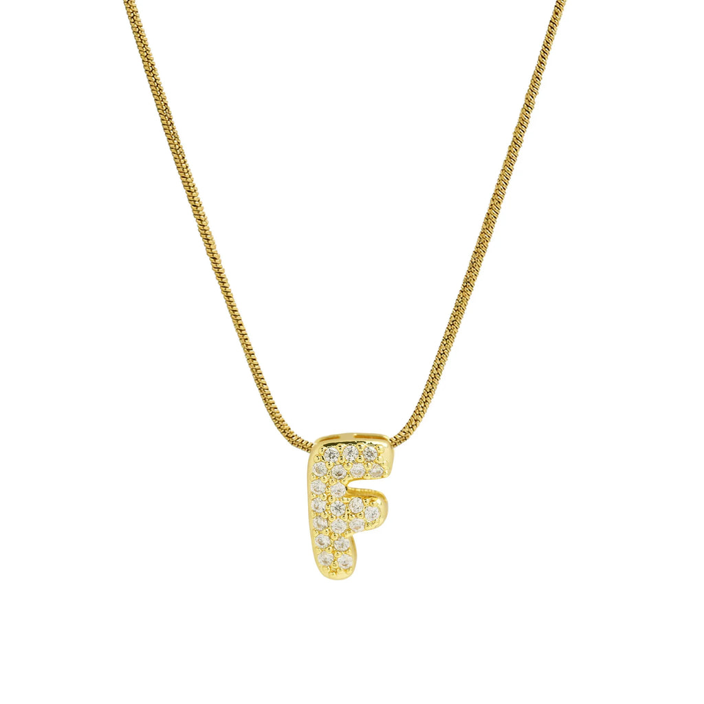 Collier avec pendentif initiale en strass f