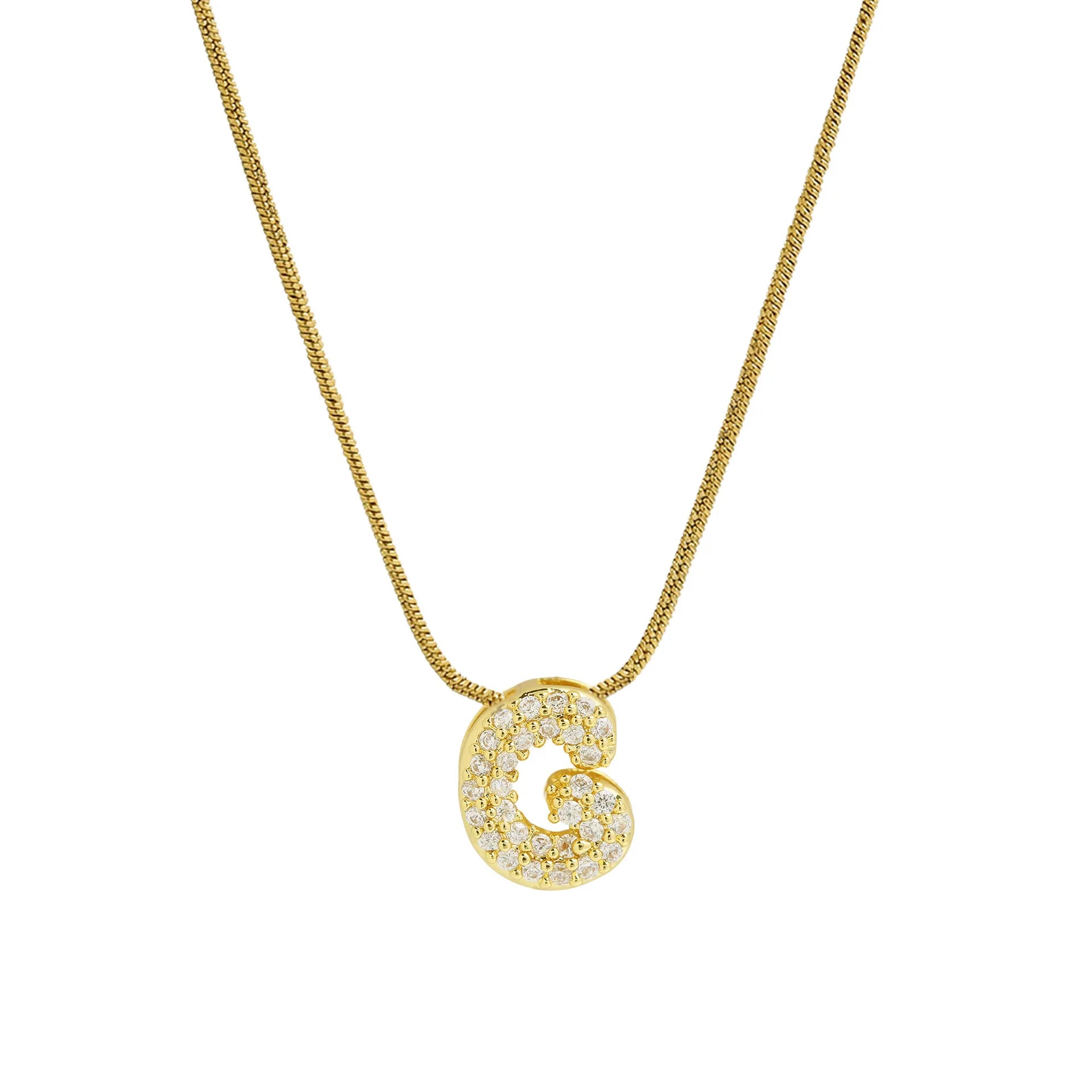 Collier avec pendentif initiale en strass g