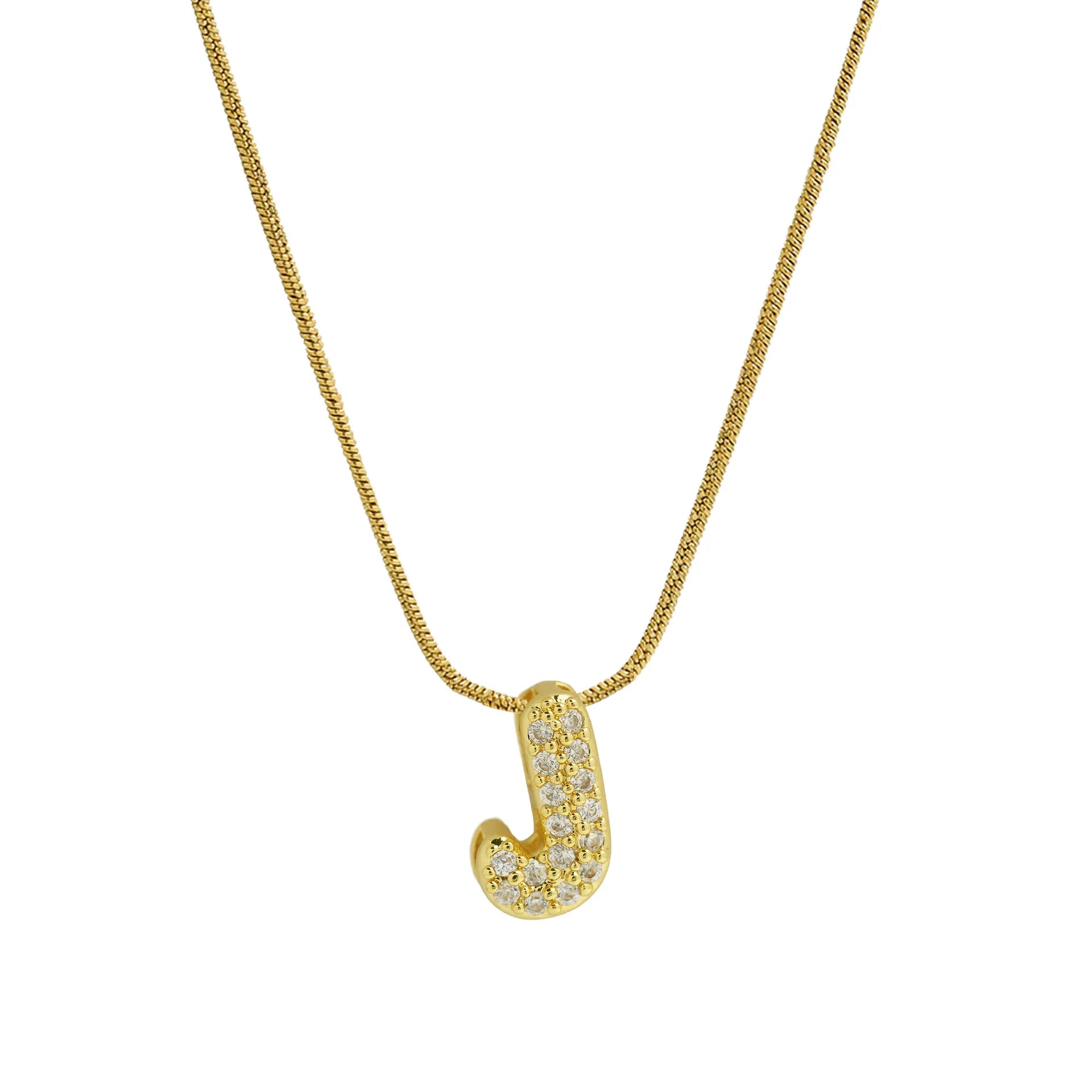 Collier avec pendentif initiale en strass j