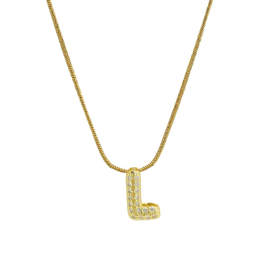 Collier avec pendentif initiale en strass l
