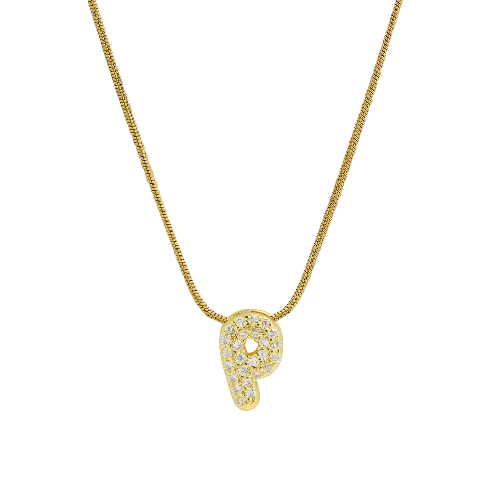 Collier avec pendentif initiale en strass p