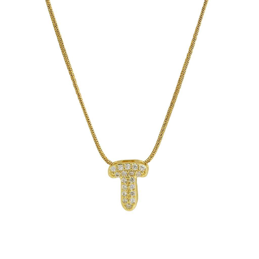 Collier avec pendentif initiale en strass t