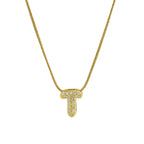 Collier avec pendentif initiale en strass t