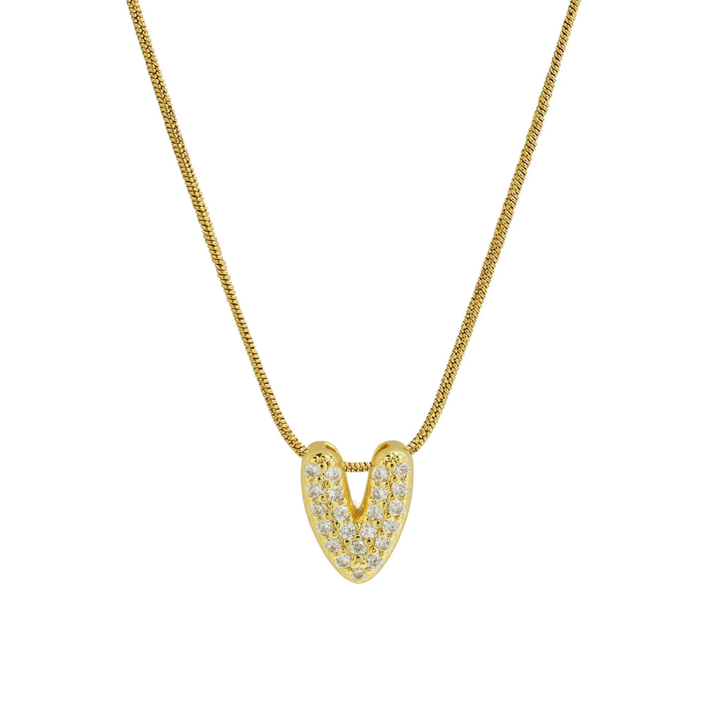Collier avec pendentif initiale en strass v