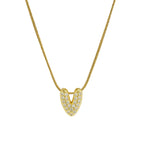 Collier avec pendentif initiale en strass v