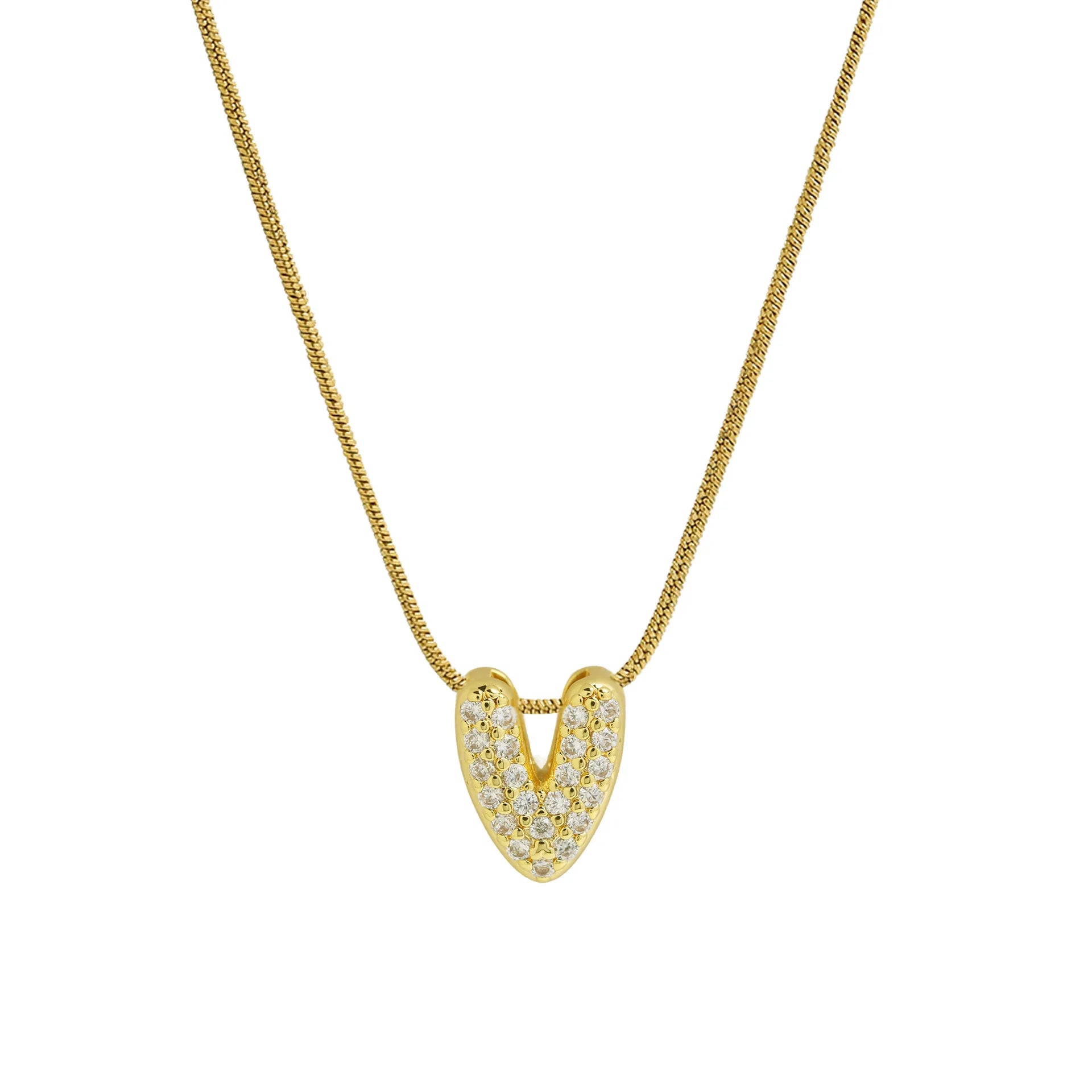 Collier avec pendentif initiale en strass v
