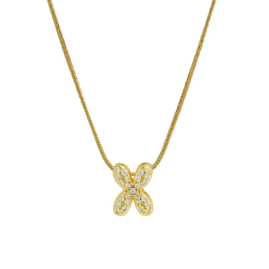 Collier avec pendentif initiale en strass x