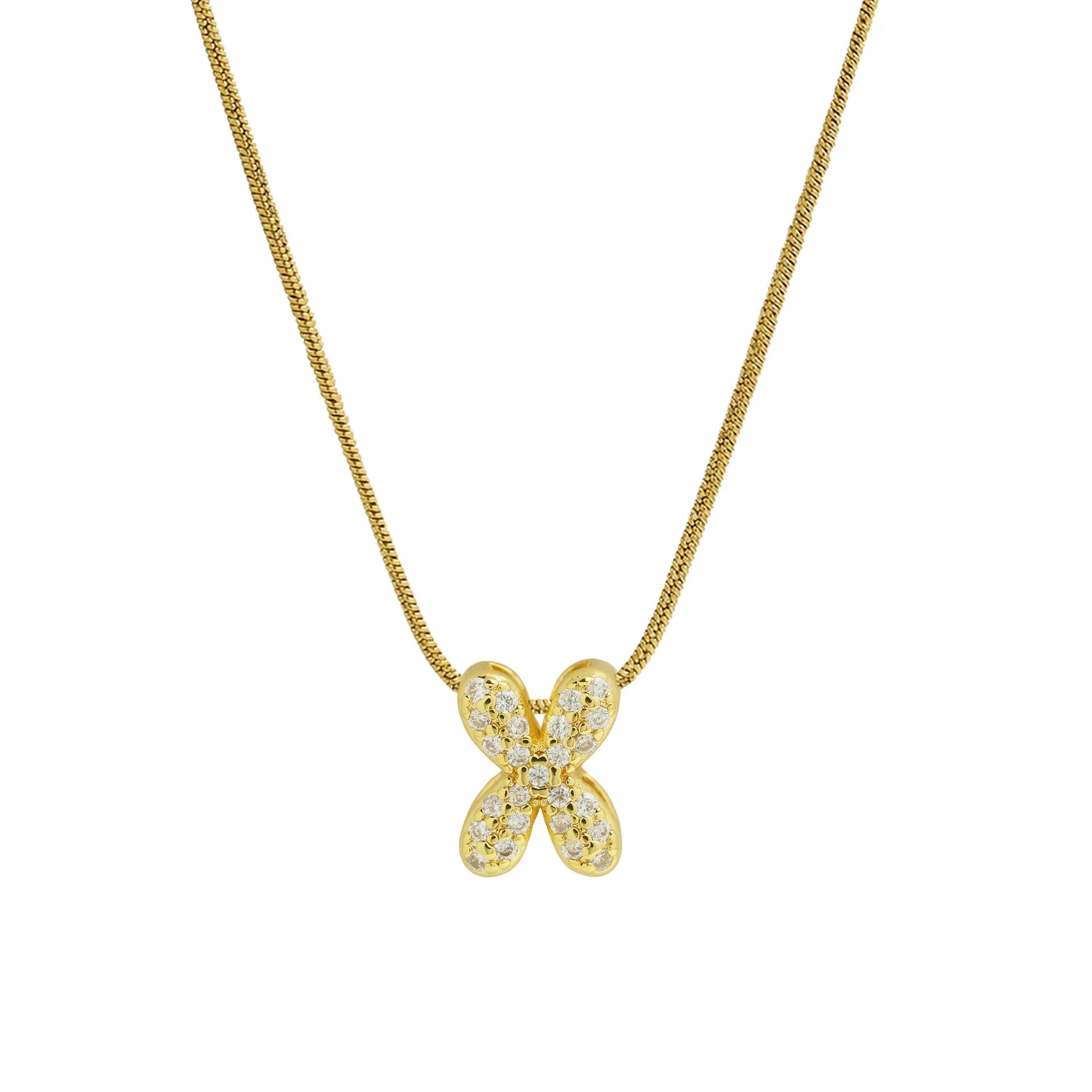 Collier avec pendentif initiale en strass x