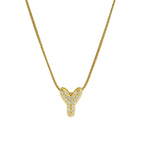 Collier avec pendentif initiale en strass y