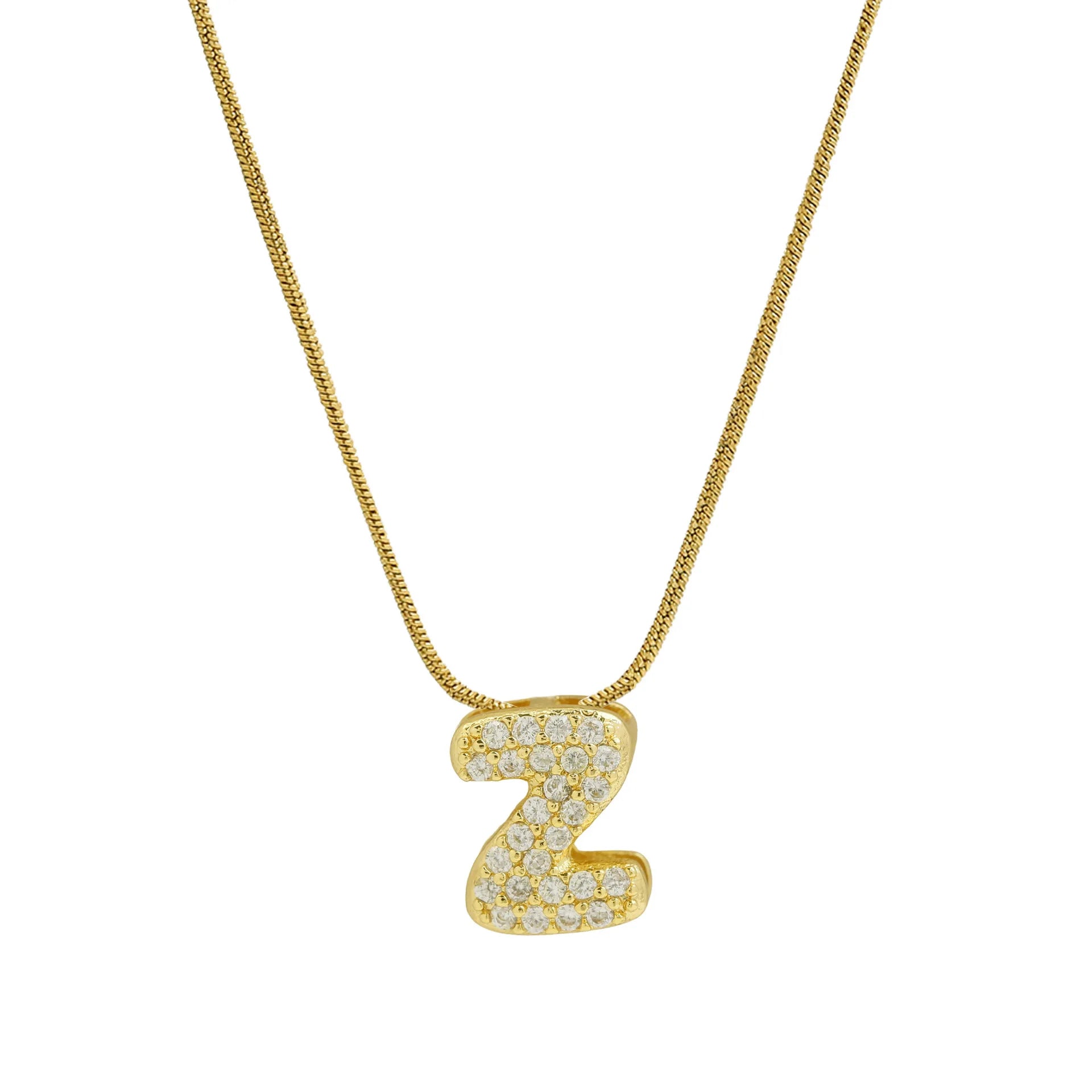 Collier avec pendentif initiale en strass z