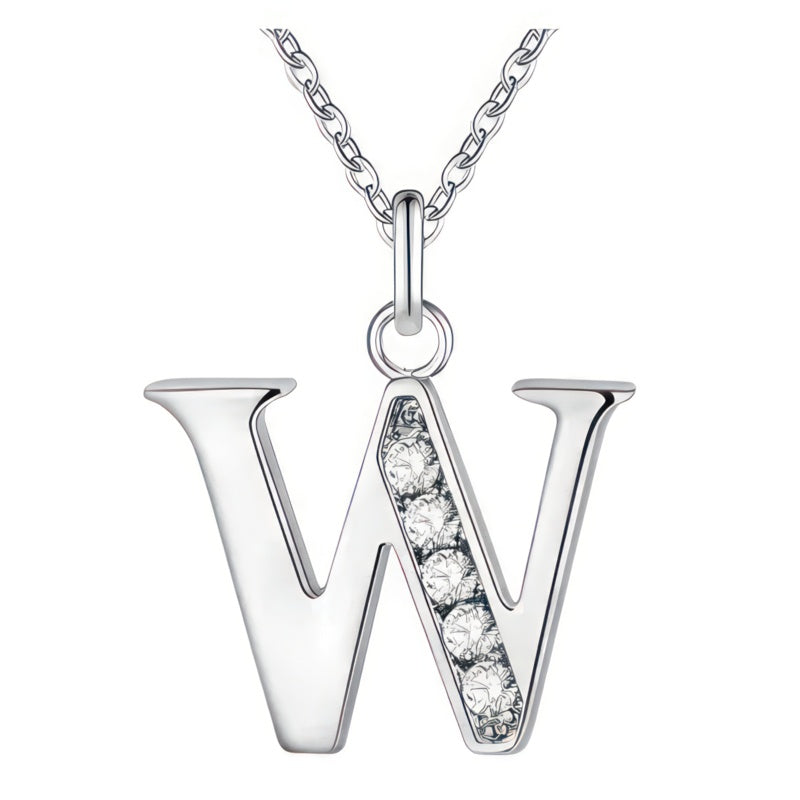 Collier avec pendentif initiale et strass - lettre W