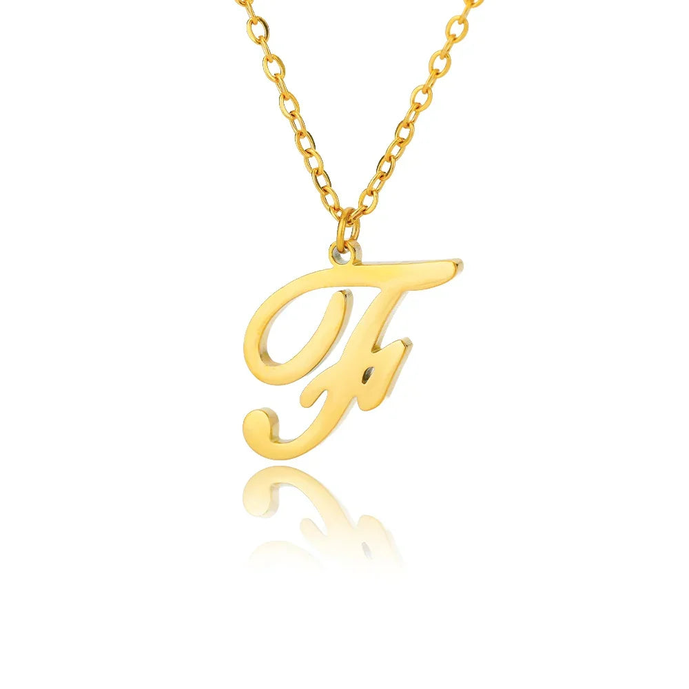Collier avec pendentif initiale pour femme f
