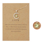 Necklace with Moon Pendant in Rhinestone Birthstone