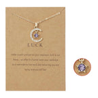 Necklace with Moon Pendant in Rhinestone Birthstone