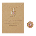 Necklace with Moon Pendant in Rhinestone Birthstone