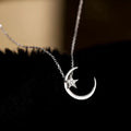 Necklace with Moon and Star Pendant in Crystal