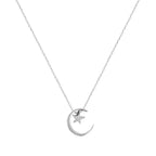 Necklace with Moon and Star Pendant in Crystal