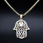 Collier avec pendentif de protection contre le mauvais œil et main de Fatma arabe musulman